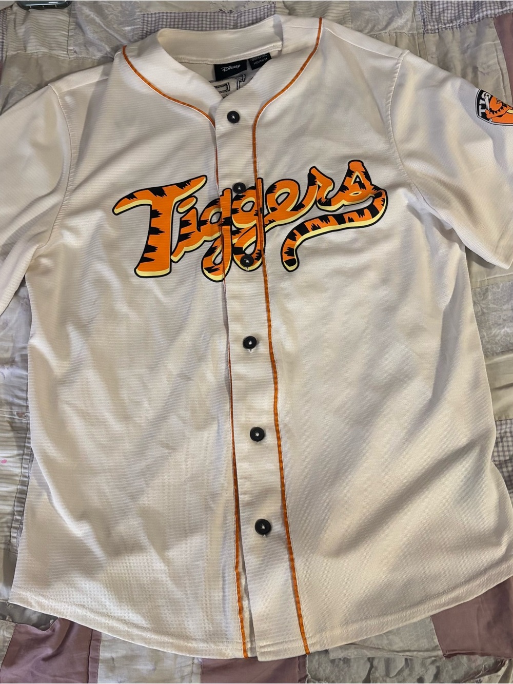 Disney White tiggers Jersey with Orange Piping and Black Embroidered Numbers